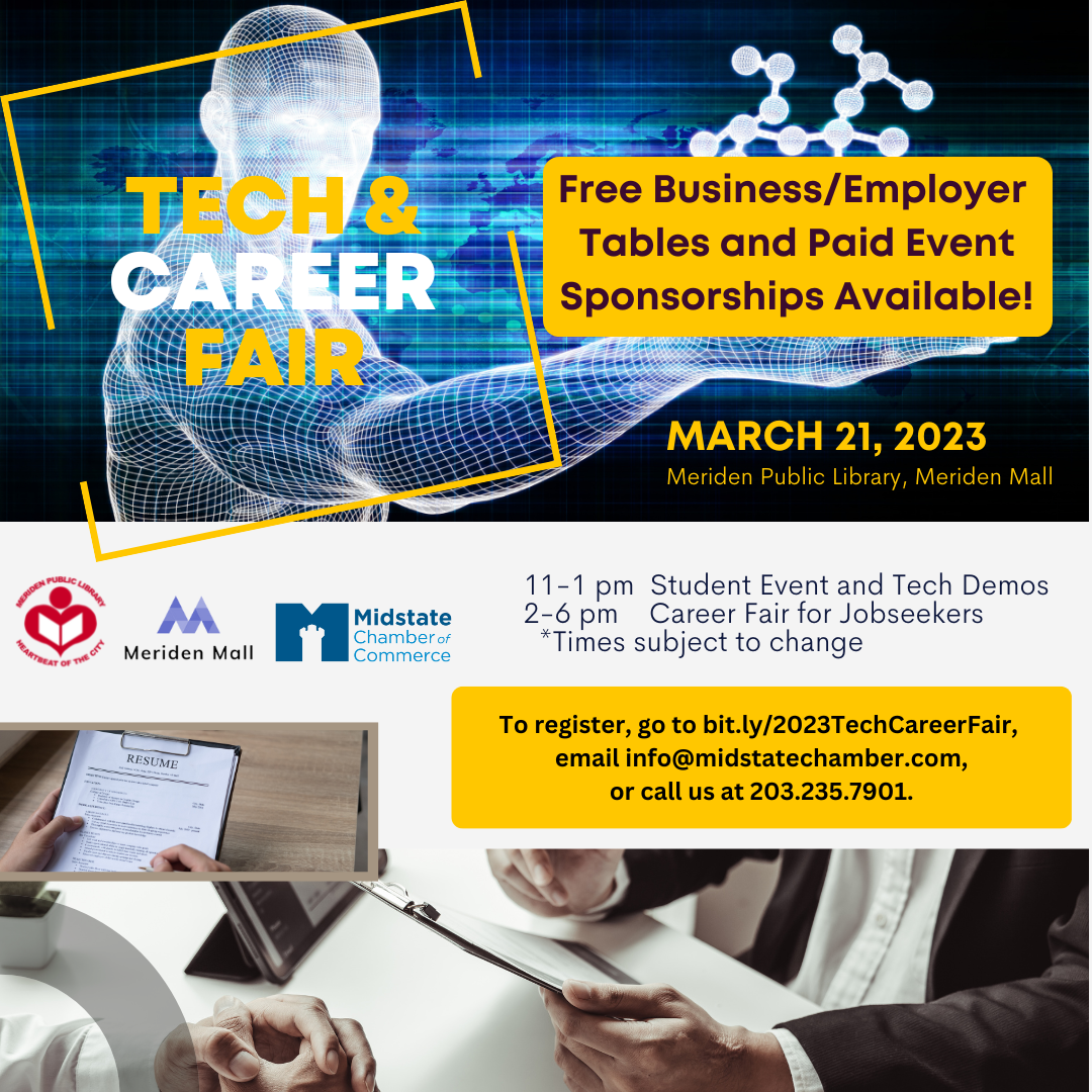brochure for the Midstate Chamber of Commerce's Tech and Career Fair.
